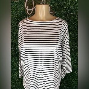 J.Crew Classic Mariner Boatneck T-shirt white and Black in Stripe Size M